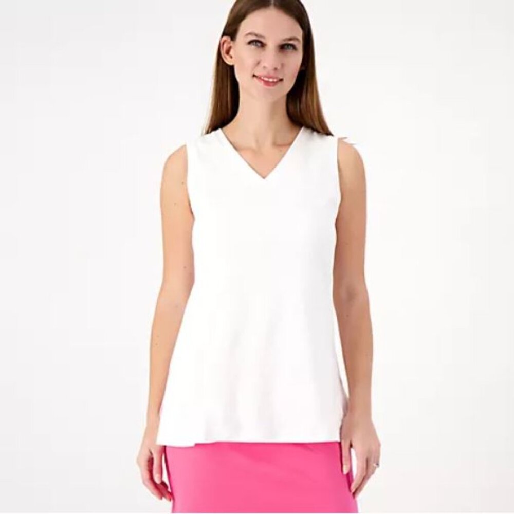 Isaac Mizrhai Live! Regular Essentials Pima Cotton Sleeveless Bright White, 1X